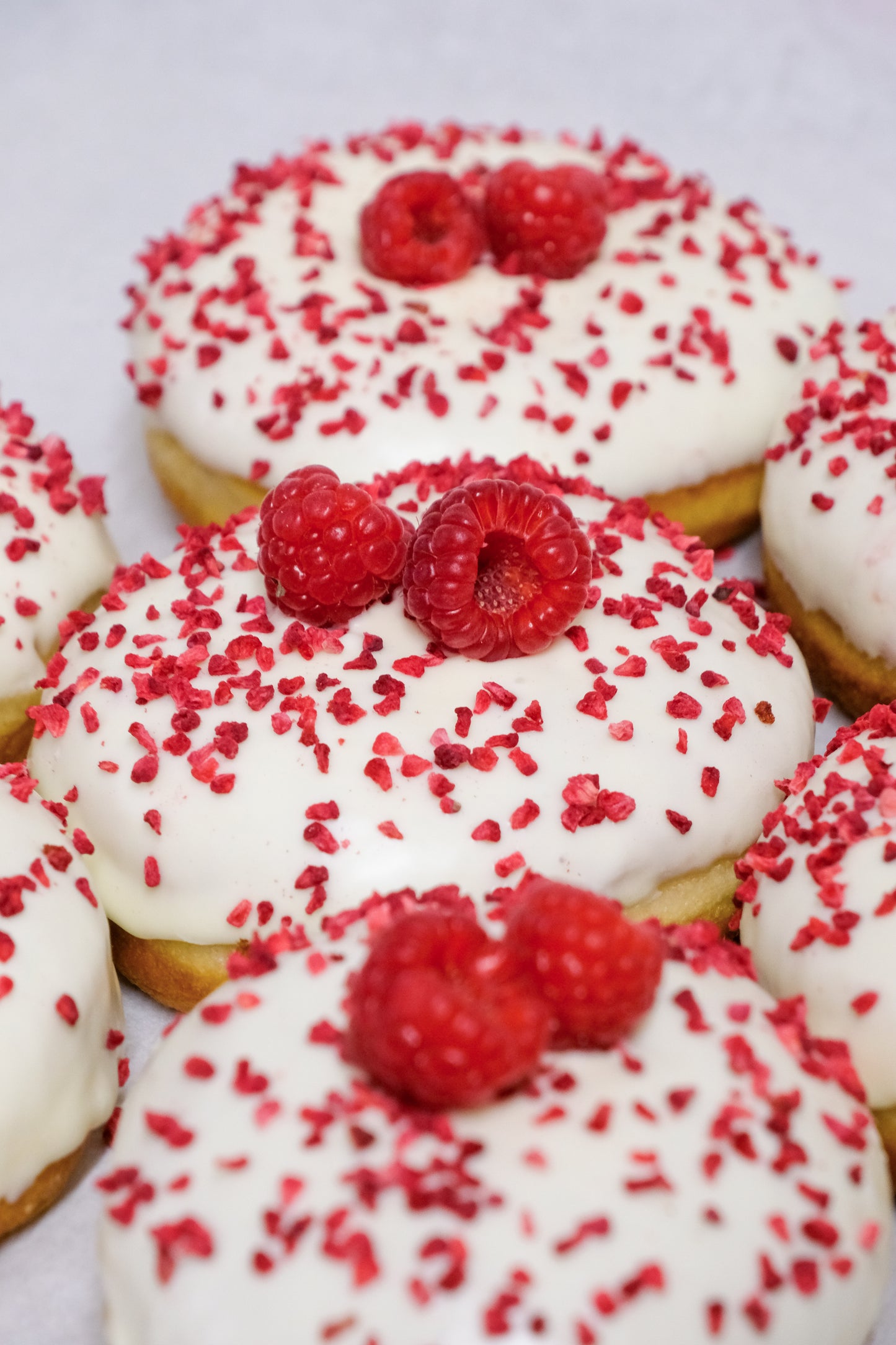 Raspberry & White Chocolate Donuts